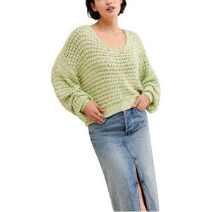 Free People Women's Kiwi Cream Combo Chunky Knit Oversized Sweater. Size…